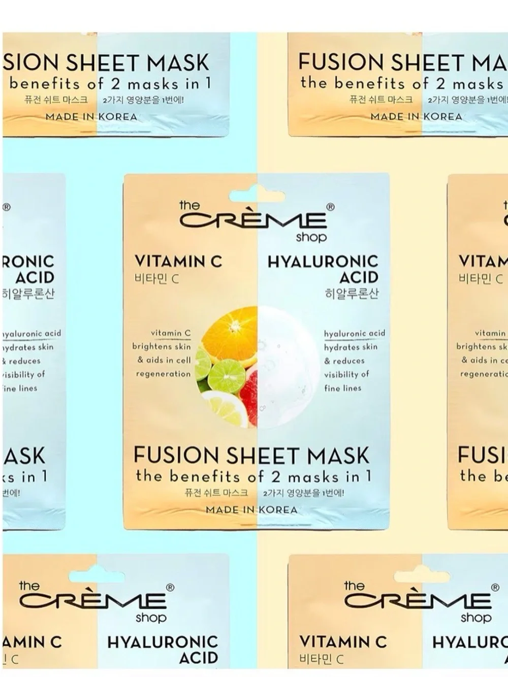 SET OF 2 The Crème Shop Vitamin C and Hyaluronic Acid Fusion Sheet Mask